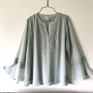 Bell sleeve tunic blouse